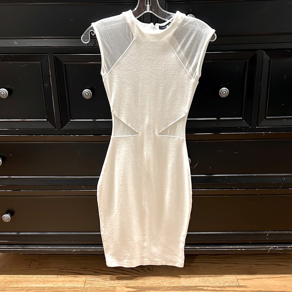 French Connection bodycon dress with mesh details